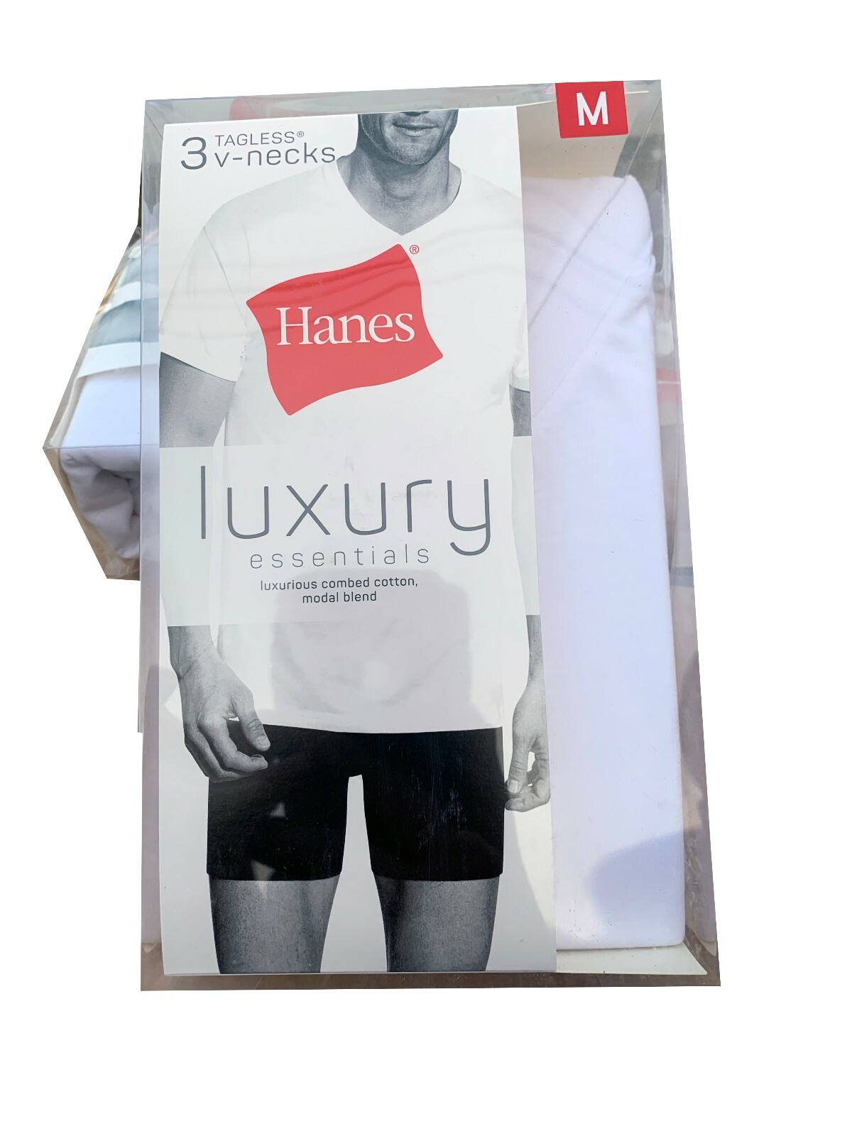 Hanes® Men's Luxury Essentials White V-Neck Undershirt 3-Pack " TOP 1 " YZT2W3 gallery