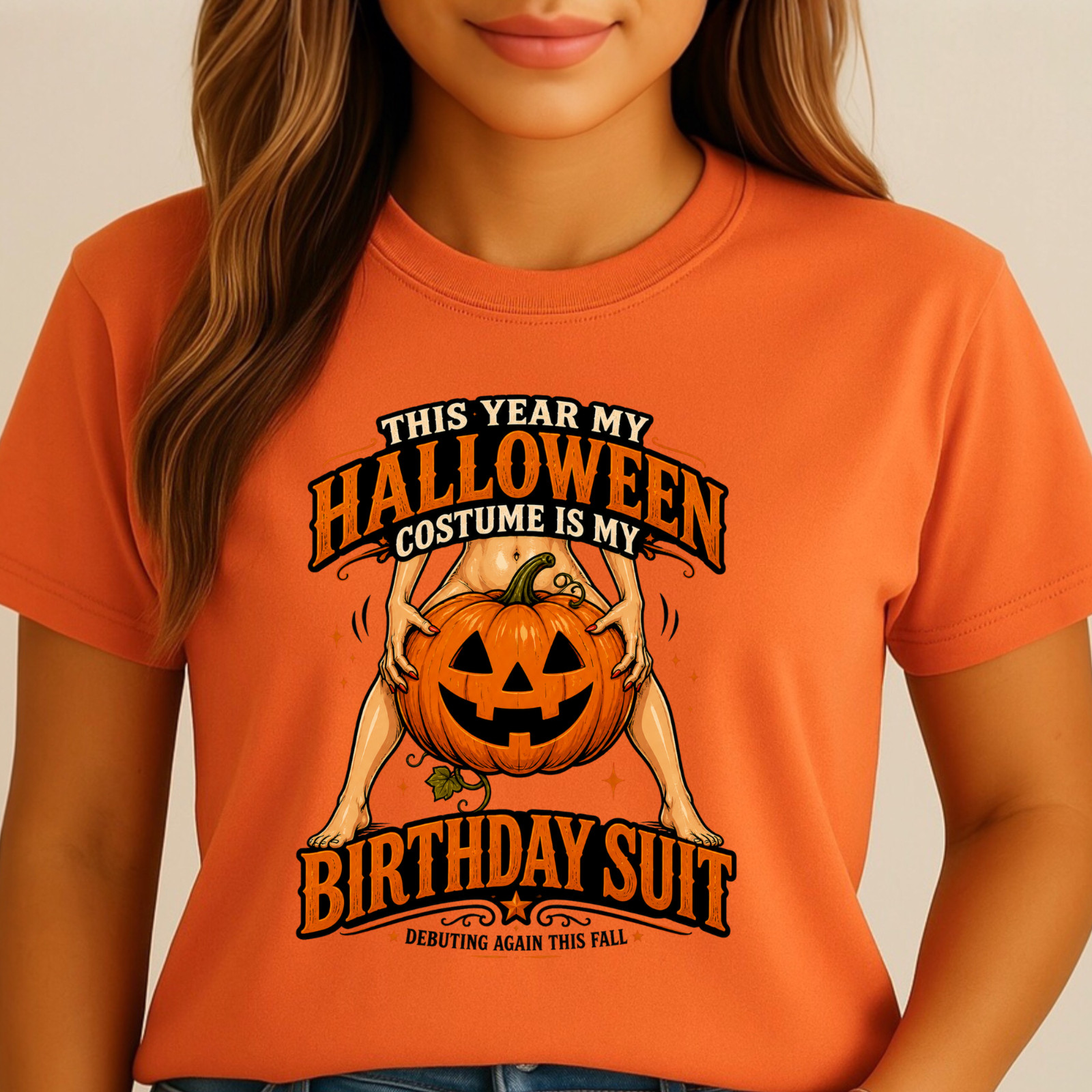 Halloween Costume Is My Birthday Suit T-Shirt | Fall Shirt for Nudists gallery