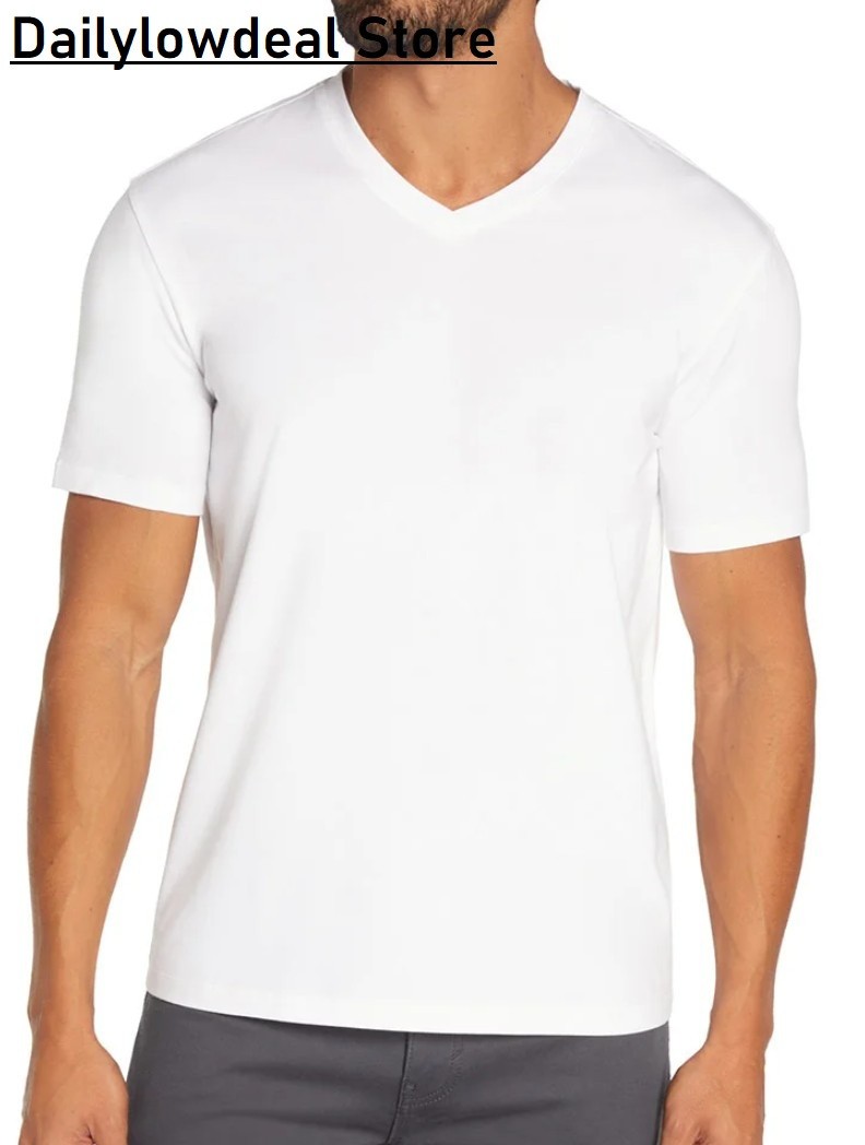 3-Pack Banana Republic Men's V-Neck Tee, Cotton Stretch Tagless BLACK OR WHITE gallery