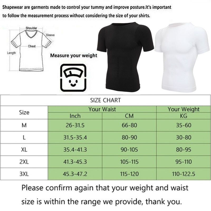 Men Body Slimming Tummy Shaper Underwear shapewear Waist Girdle T-Shirt Vest US gallery