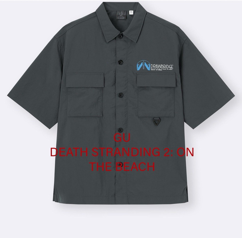 GU Death Stranding 2 On The Beach Nylon Double Pocket Shirt Small Size DARK GRAY