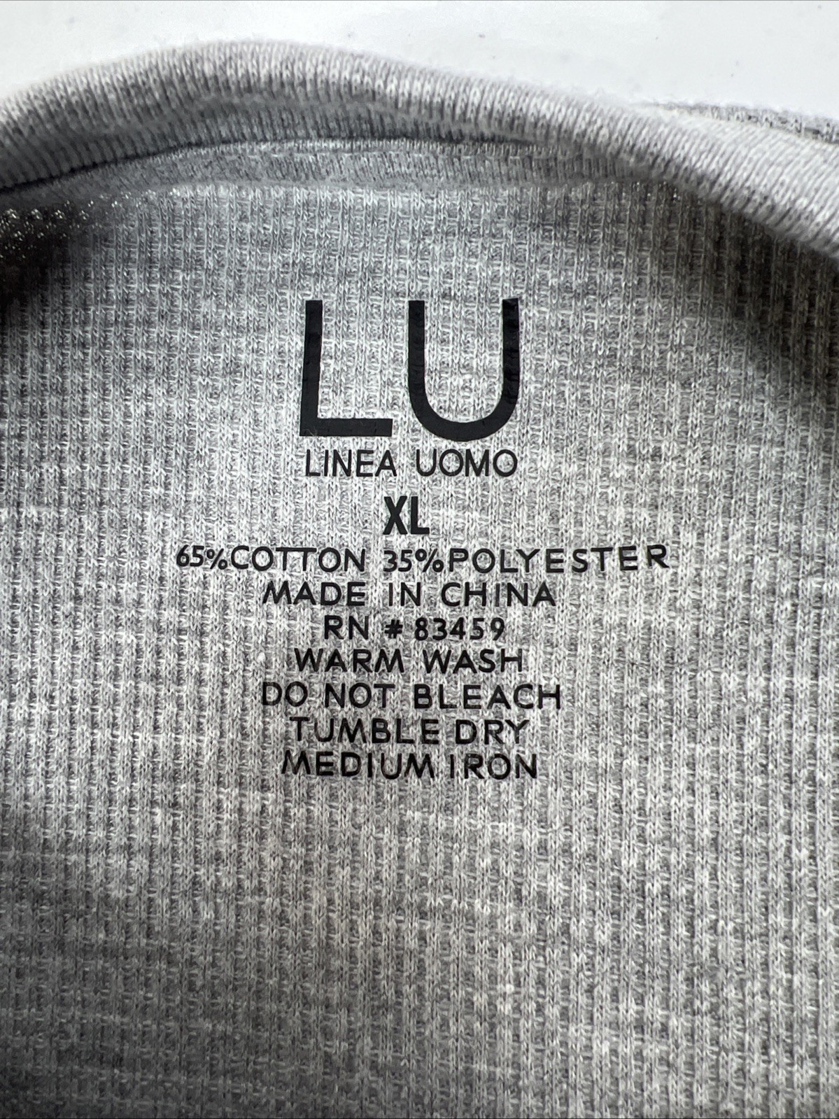 NWT Linea Uomo Gray Waffle Knit Thermal Crew Neck Size XL gallery
