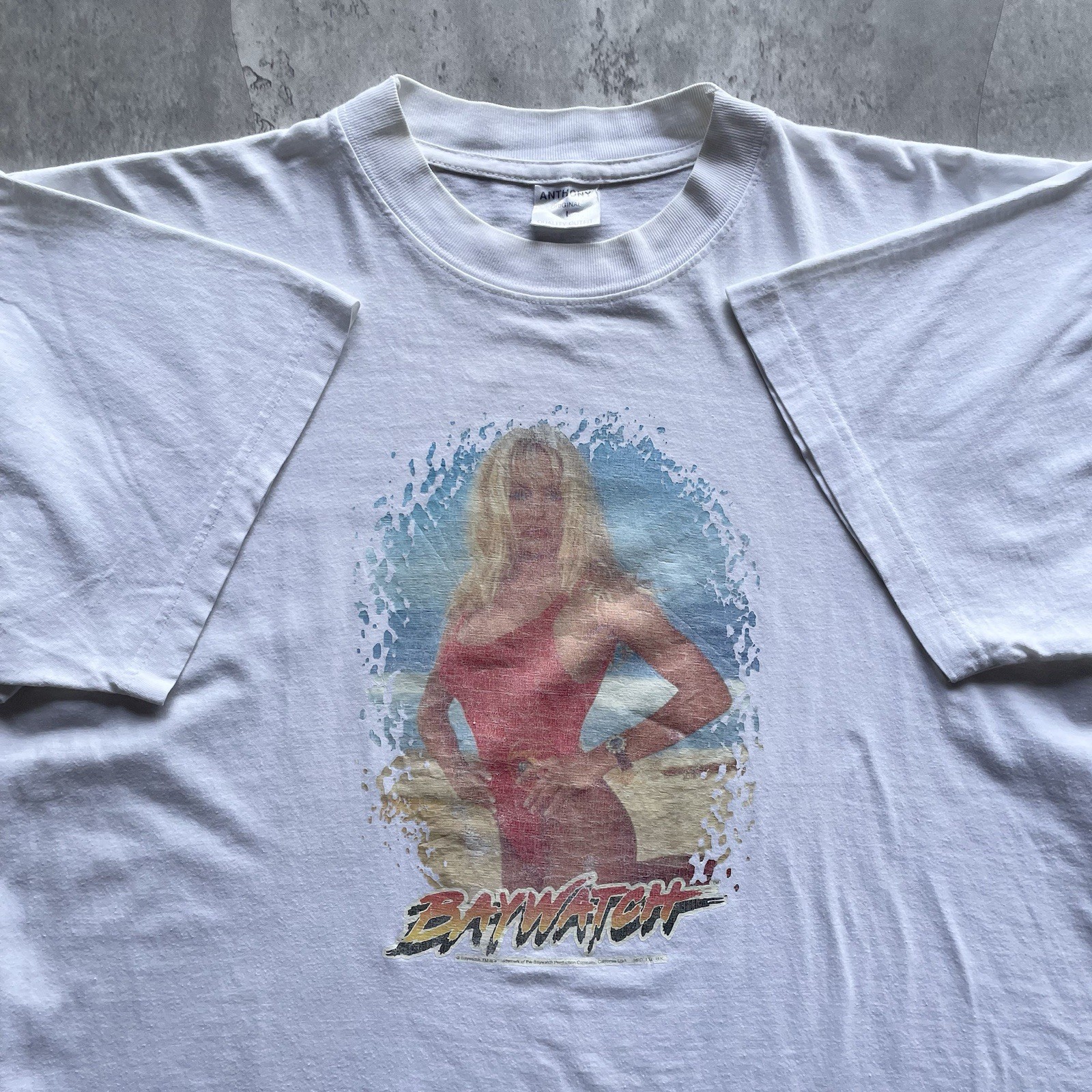 Vintage Baywatch Pamela Anderson T Shirt Mens Large 90s TV Show Promo Graphic