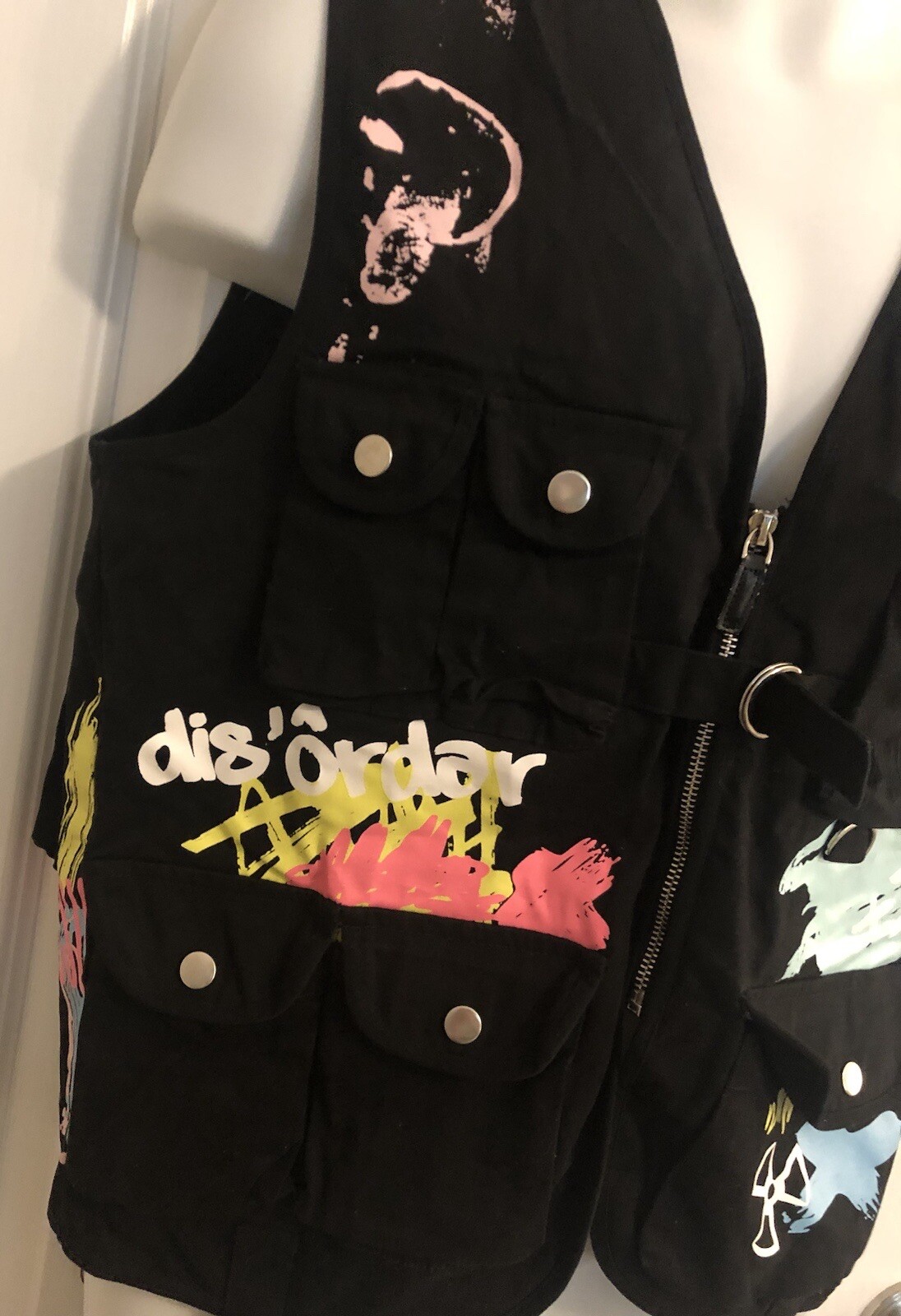 Dysorder LTD Limited Black Utility Vest Disrupt Systematic Functioning Med NWOT gallery