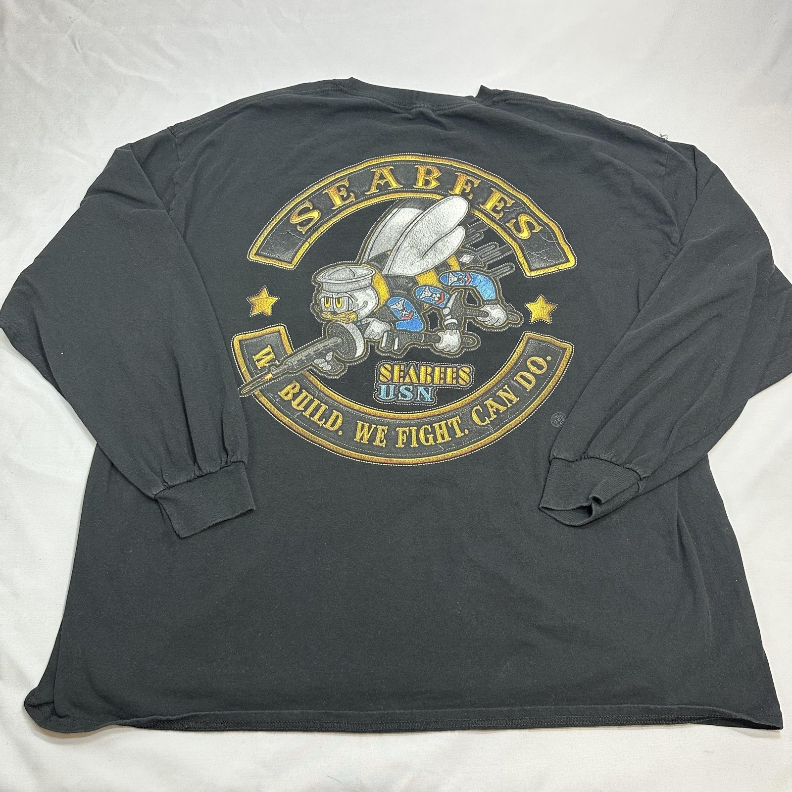 US Navy Shirt Mens Fits XL/XXL Black Seabees USN Military Utility Relaxed gallery