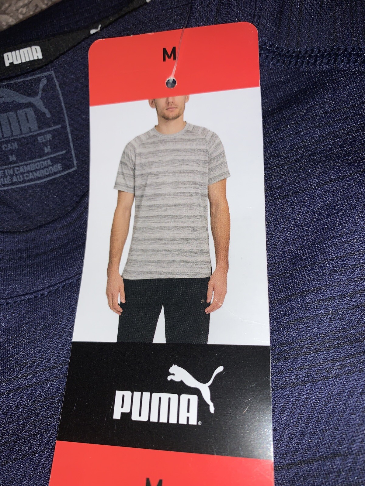 NWT Men's PUMA Medium Navy Blue PACE Tee T-Shirt Lightweight / Reflective Logo gallery