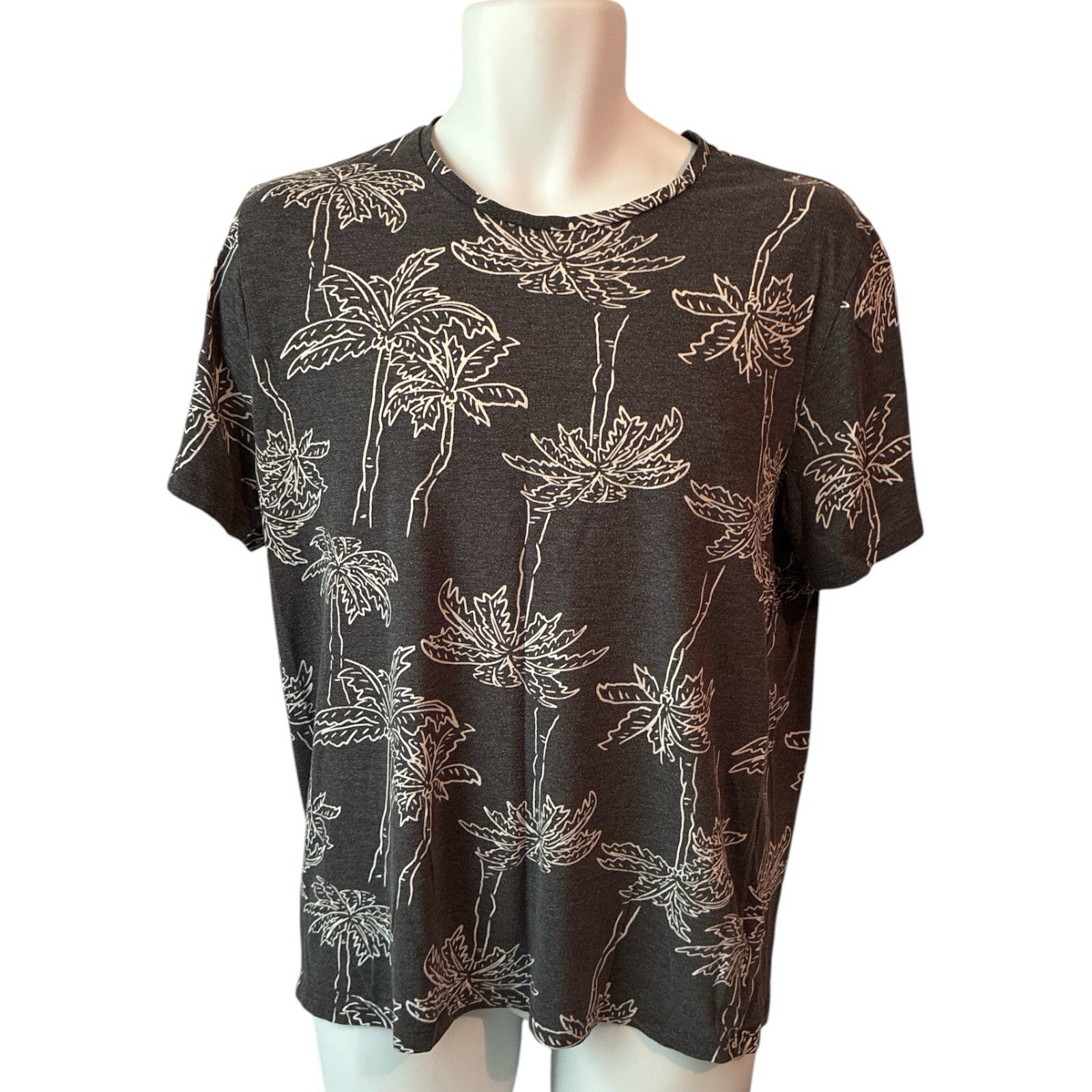Old Navy Men Short Sleeve Soft Washed T Shirt Palm Gray Size Large Pre Owned gallery