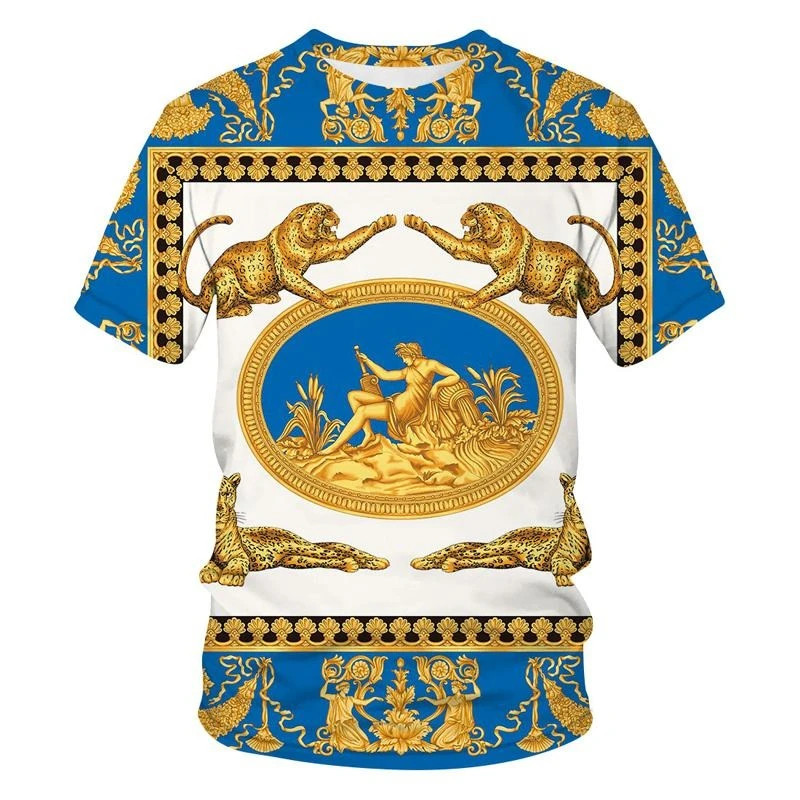 Men Unisex Baroque Golden 3D Print T-Shirt Crew Neck Streetwear Tee 2XS-5XL gallery