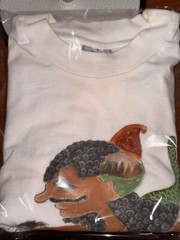 Vintage Hand Painted Bima Vs. Snake Javanese Mythology White T-Shirt Size Small