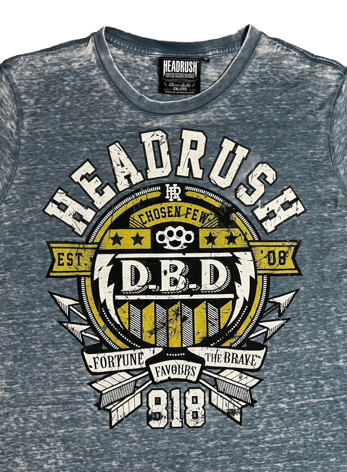 NICE!! Headrush Men’s Size 2XL Distressed Blue S/S T-Shirt MMA Y2K P-6 gallery