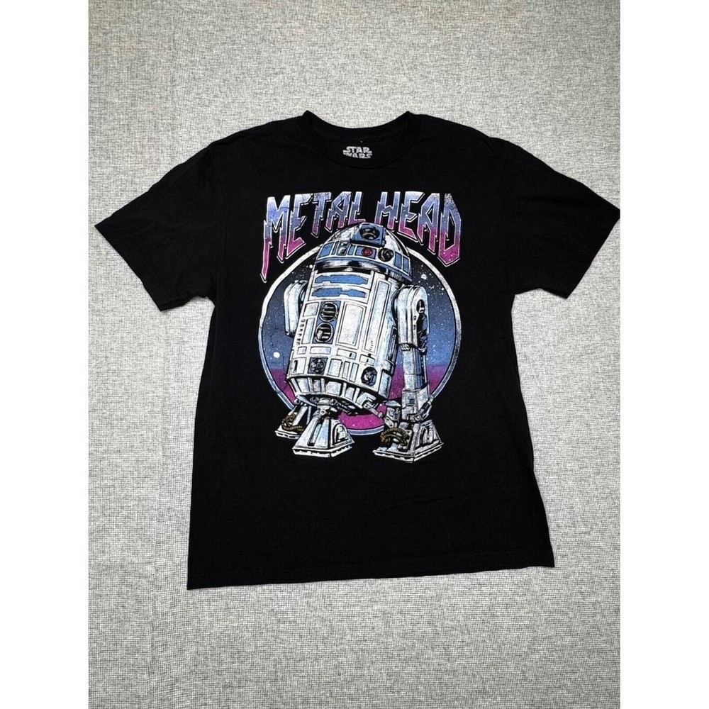 Star Wars Metal Head R2-D2 Black Graphic T-Shirt Size M MAD Engine