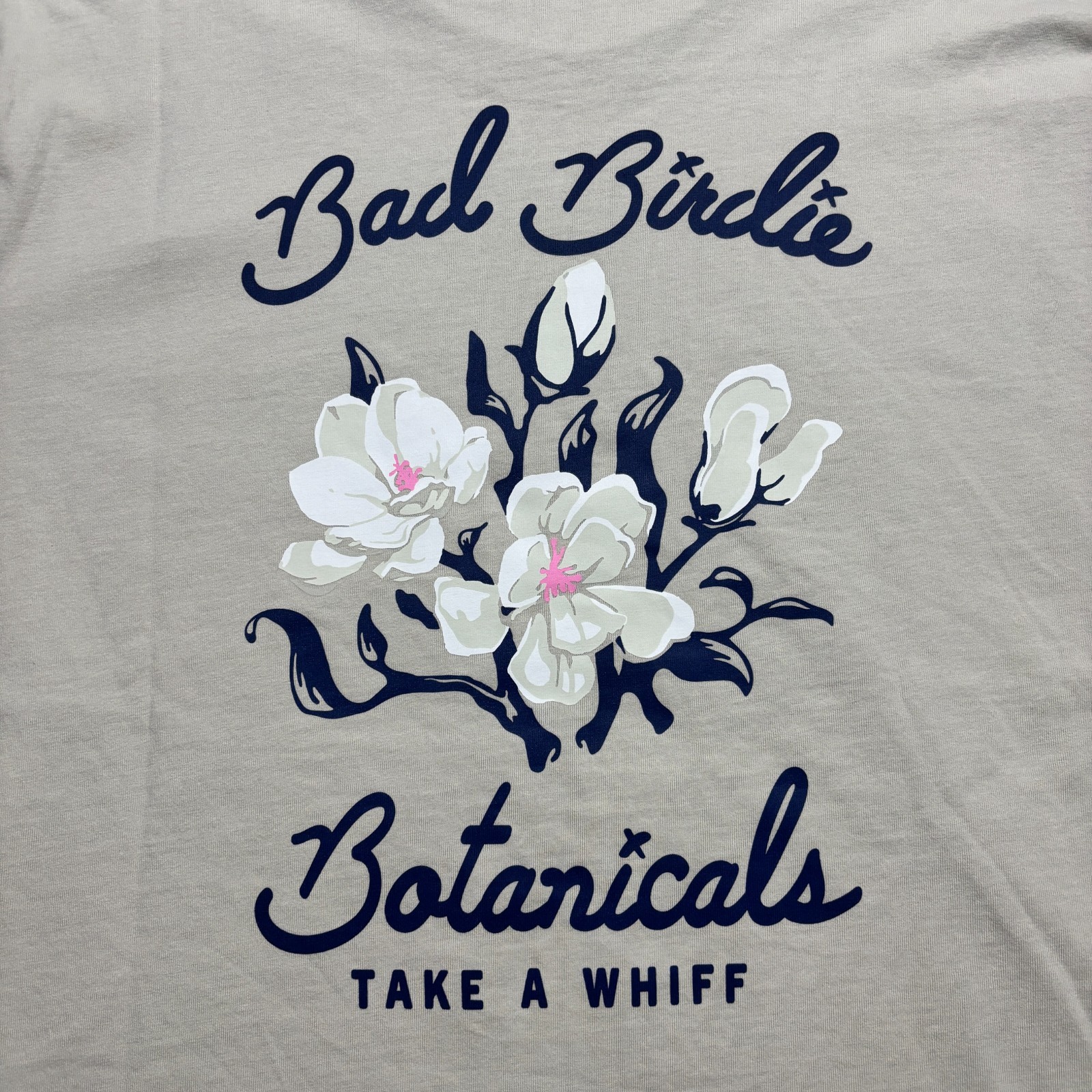 Bad Birdie T Shirt Mens S Botanicals "Take a Whiff" Golf Tee Floral Print SAND gallery