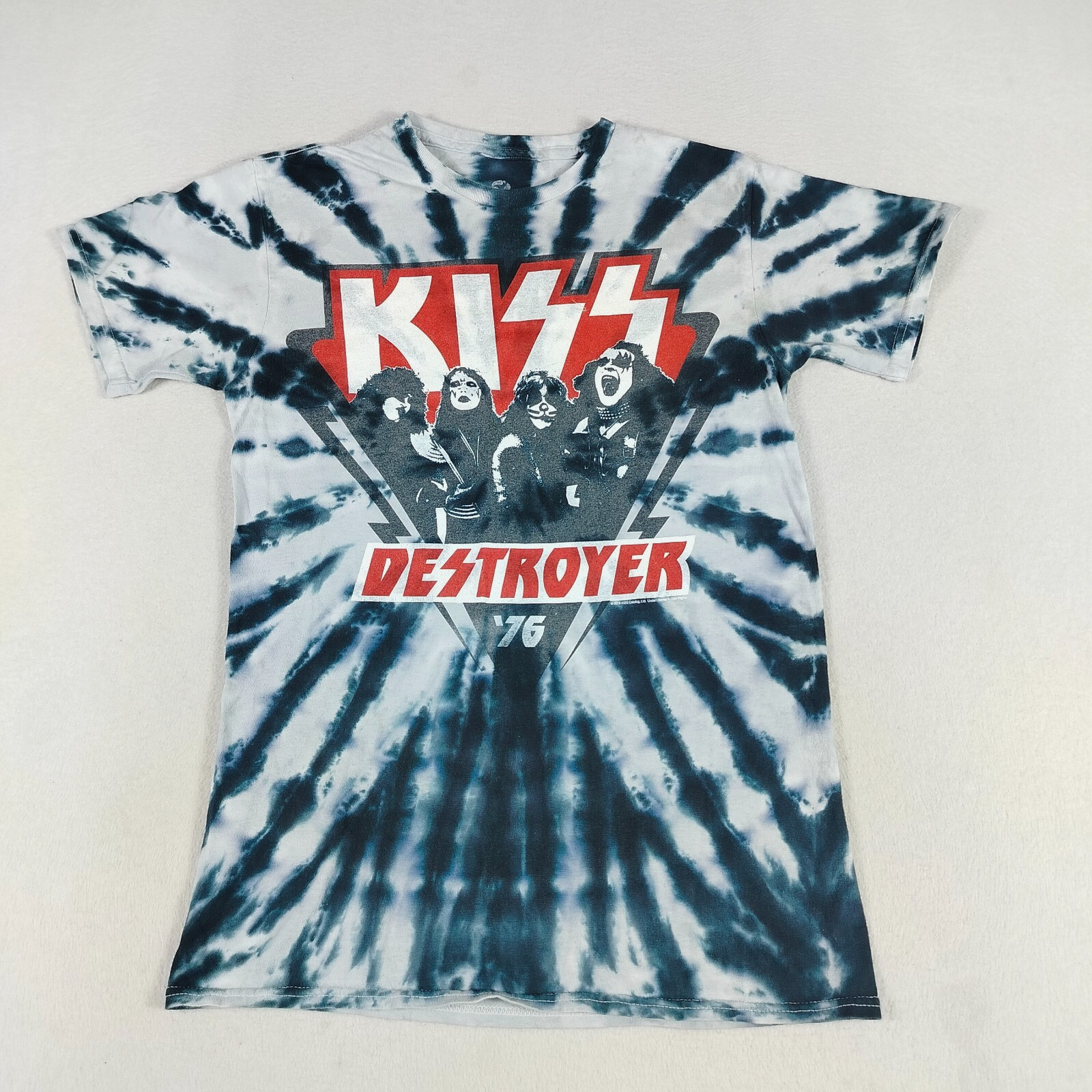 Liquid Blue Shirt Mens Small White Multicolored Tie Dye Kiss Destroyer Rock 70s gallery