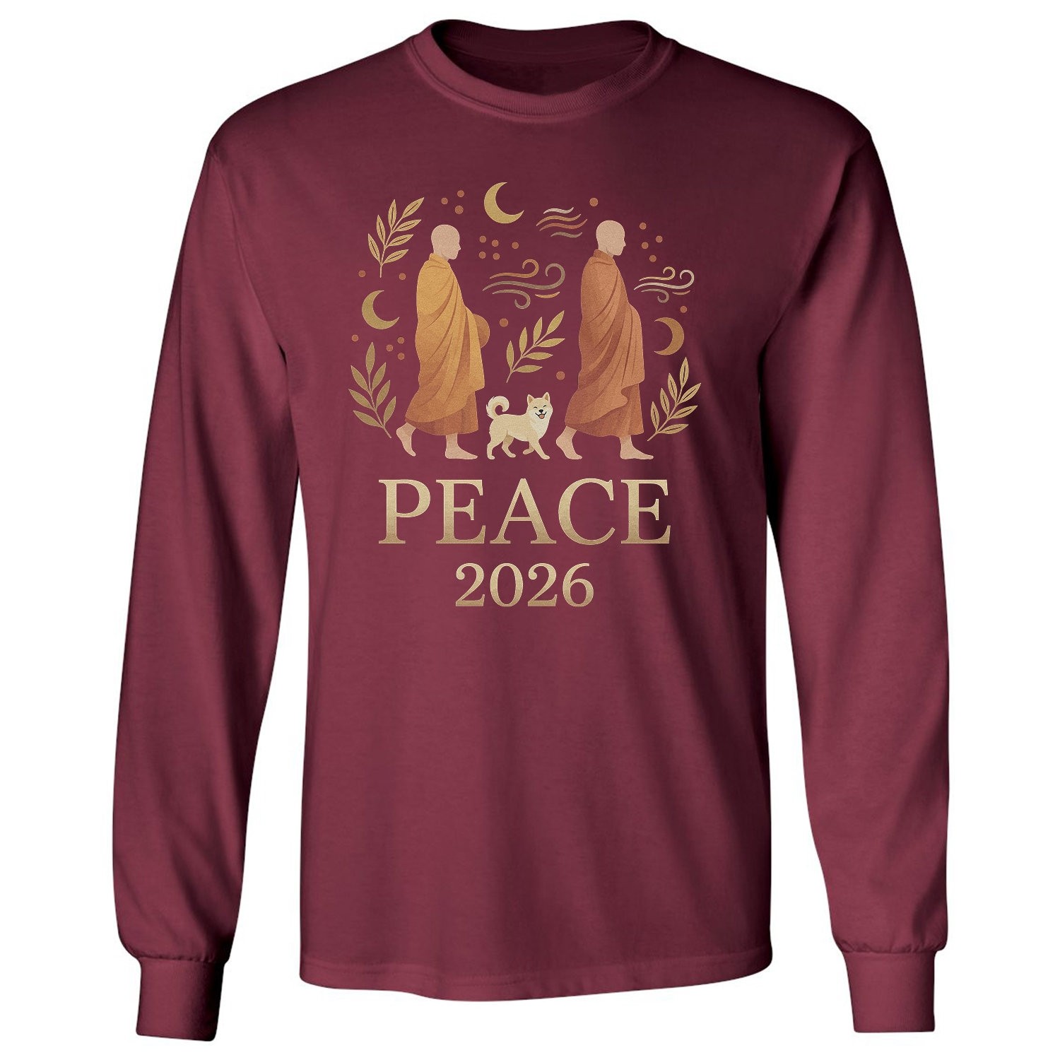 Peace Walk 2026 Aloka – Monks with Dog Spiritual Long Sleeve T-Shirt