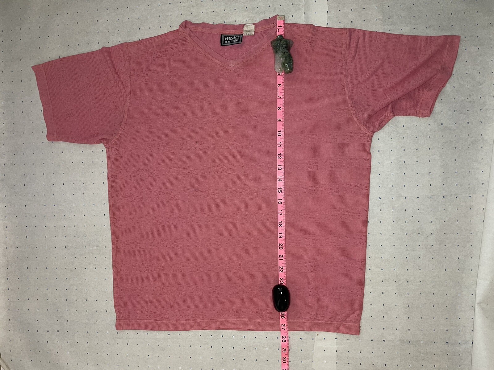 Versace V2 Mens Mesh T Shirt XL Salmon Color Rayon Nylon Mix Made in Italy gallery