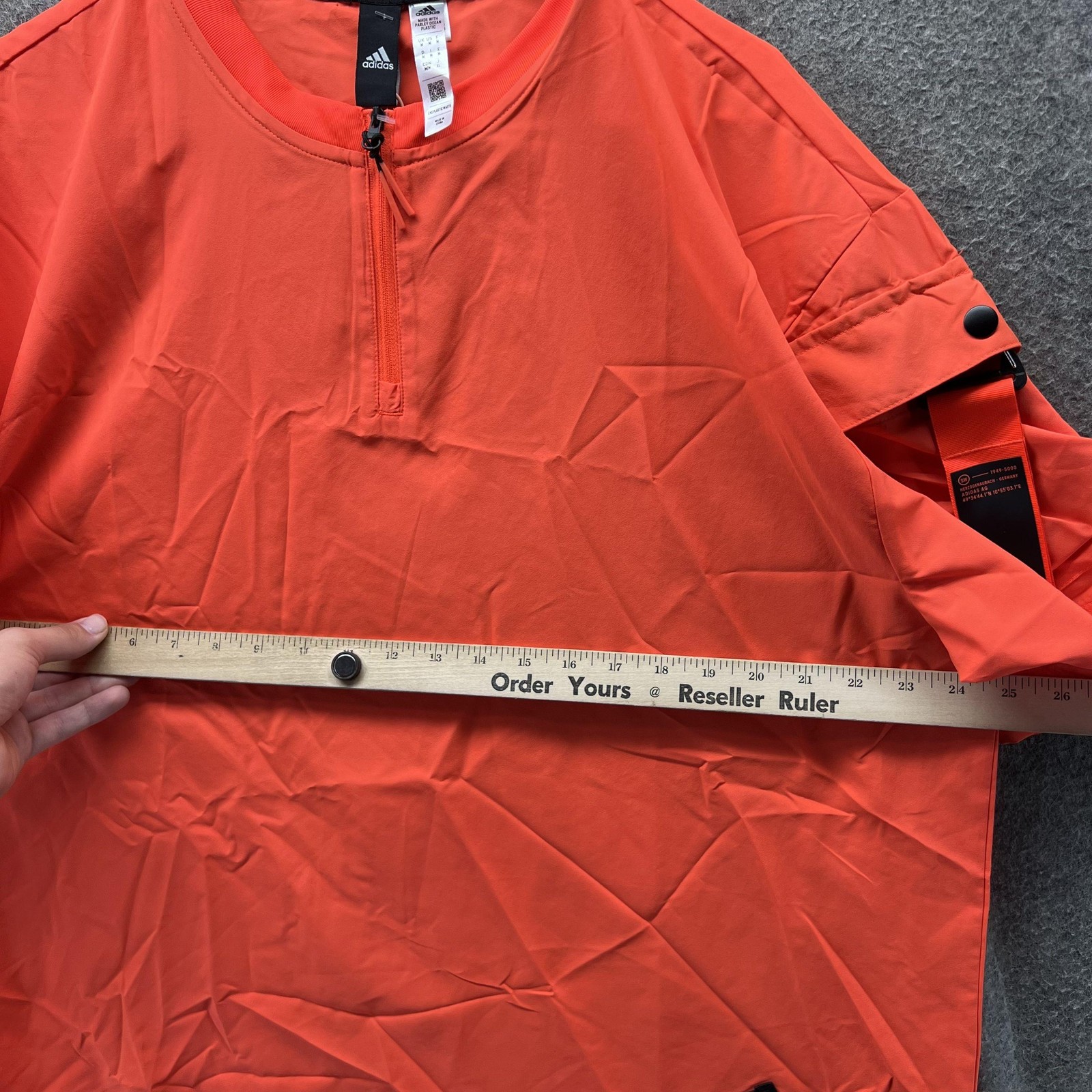 Adidas Shirt Mens Medium Solar Red 1/4 Zip Windbreaker Parley IC3732 Jersey Neon gallery