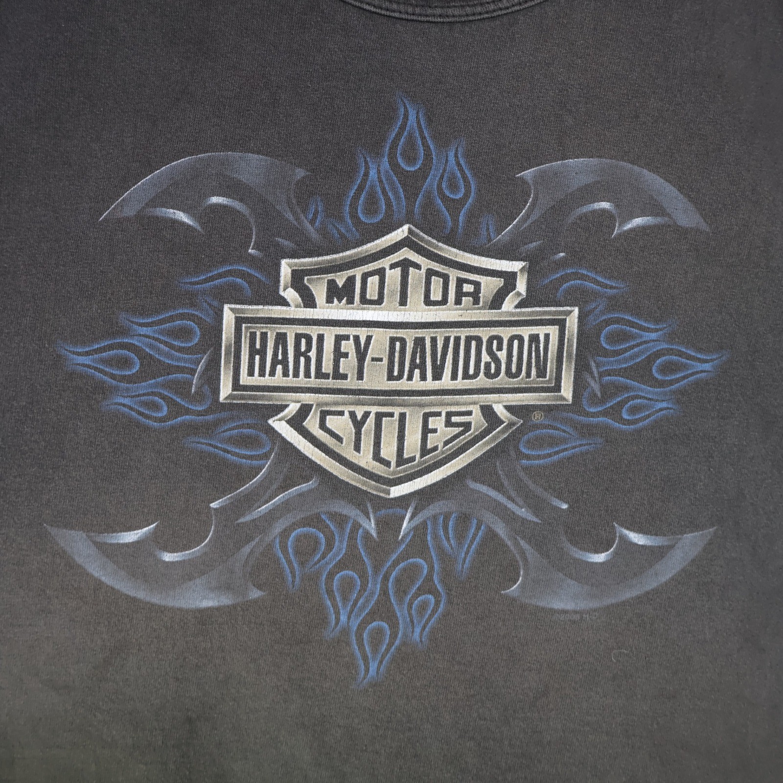 Vintage 2006 Harley Davidson Oak Lawn Tank Top 2X Biker Grunge Fade Black Cotton gallery