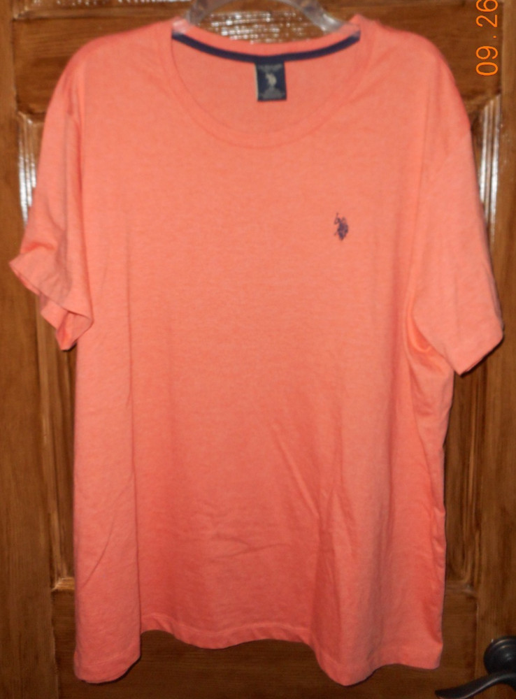 US Polo Assn Stretch Men’s Short Sleeve Dual Blend Orange T-Shirt 2XL 9882-EUC!