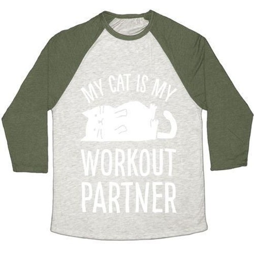 My Cat Is My Workout Partner Unisex Tri-Blend Baseball Tee gallery
