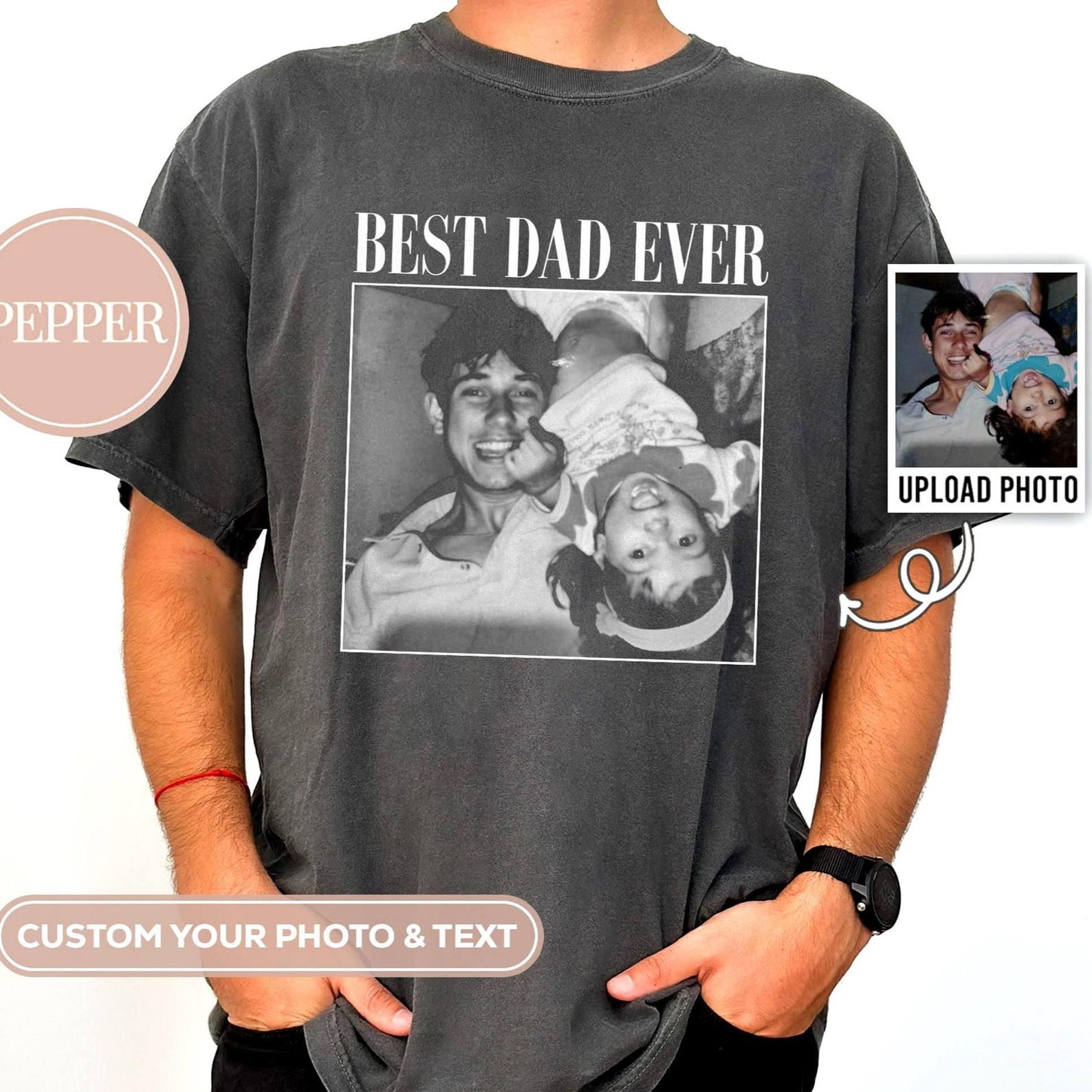Custom Photo Dad Shirt Personalized Dad Picture Unisex Graphic Tee gallery
