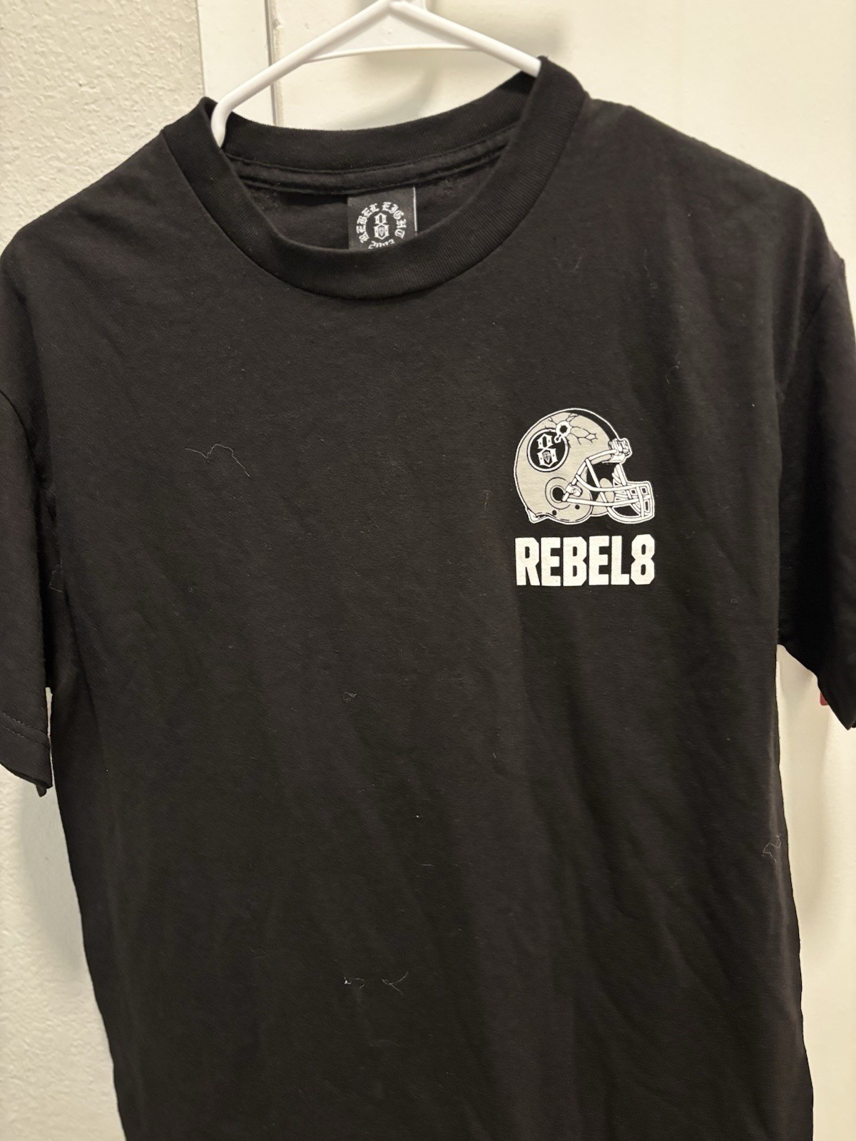 Rebel 8 eight Skull Helmet Double Sided Vintage 2003 Tshirt Med gallery