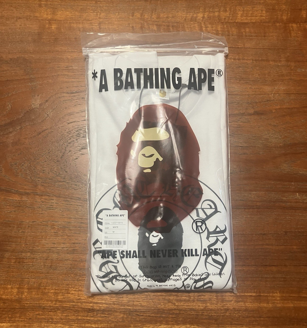 A Bathing Ape BAPE White Ape Head Graphic Logo Crew Neck T-Shirt Men’s M