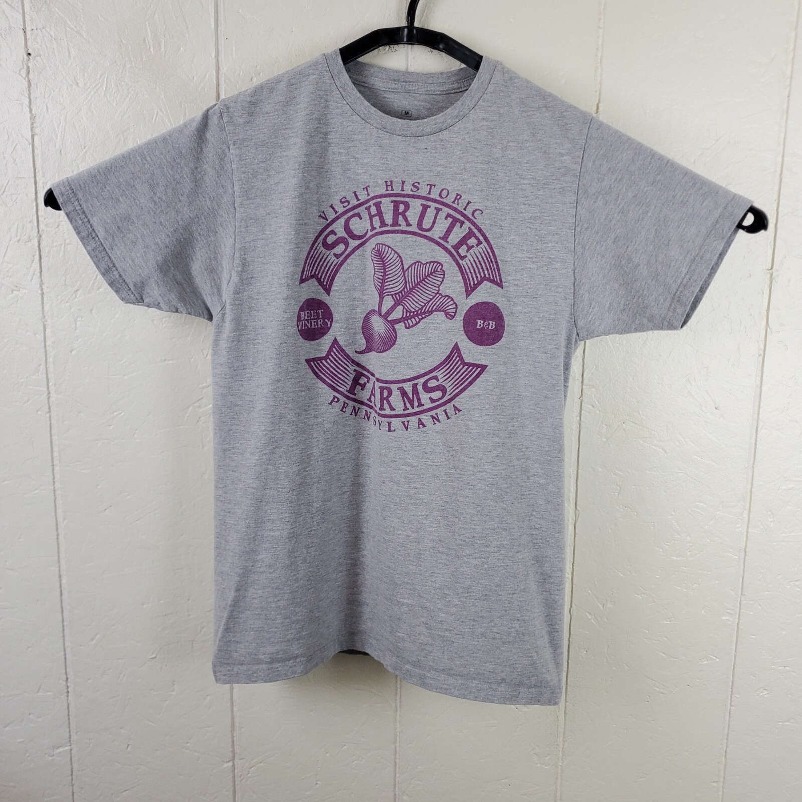The Office Shirt Men Medium Gray Crew Neck Short Sleeve Graphic Stretch Pullover gallery