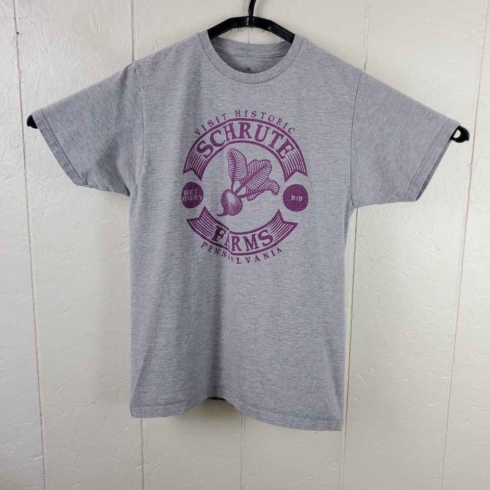 The Office Shirt Men Medium Gray Crew Neck Short Sleeve Graphic Stretch Pullover