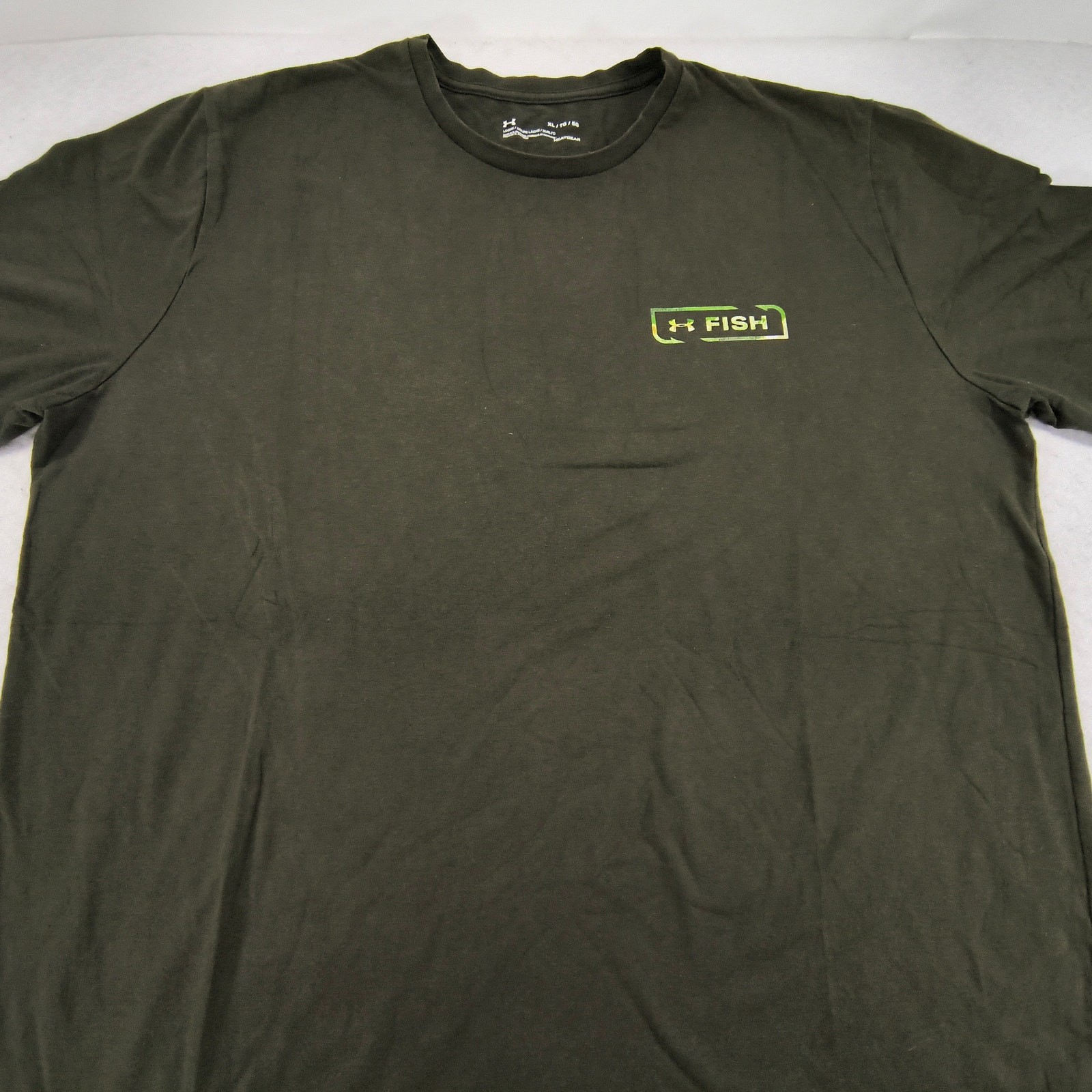 Under Armour Fish Crew Neck Short Sleeve Shirt Mens Size Extra Large XL Green gallery