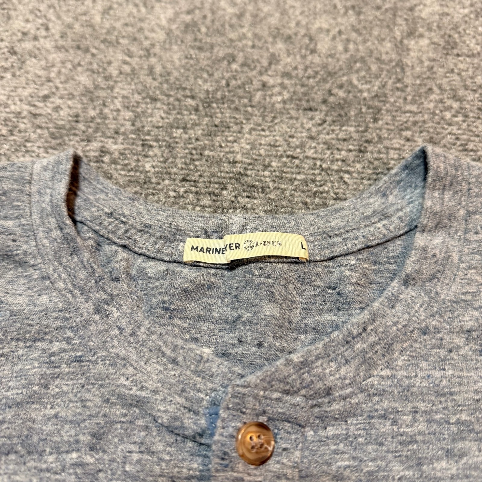Marine Layer Shirt Mens Large Blue Henley Long Sleeve E-Spun Casual gallery