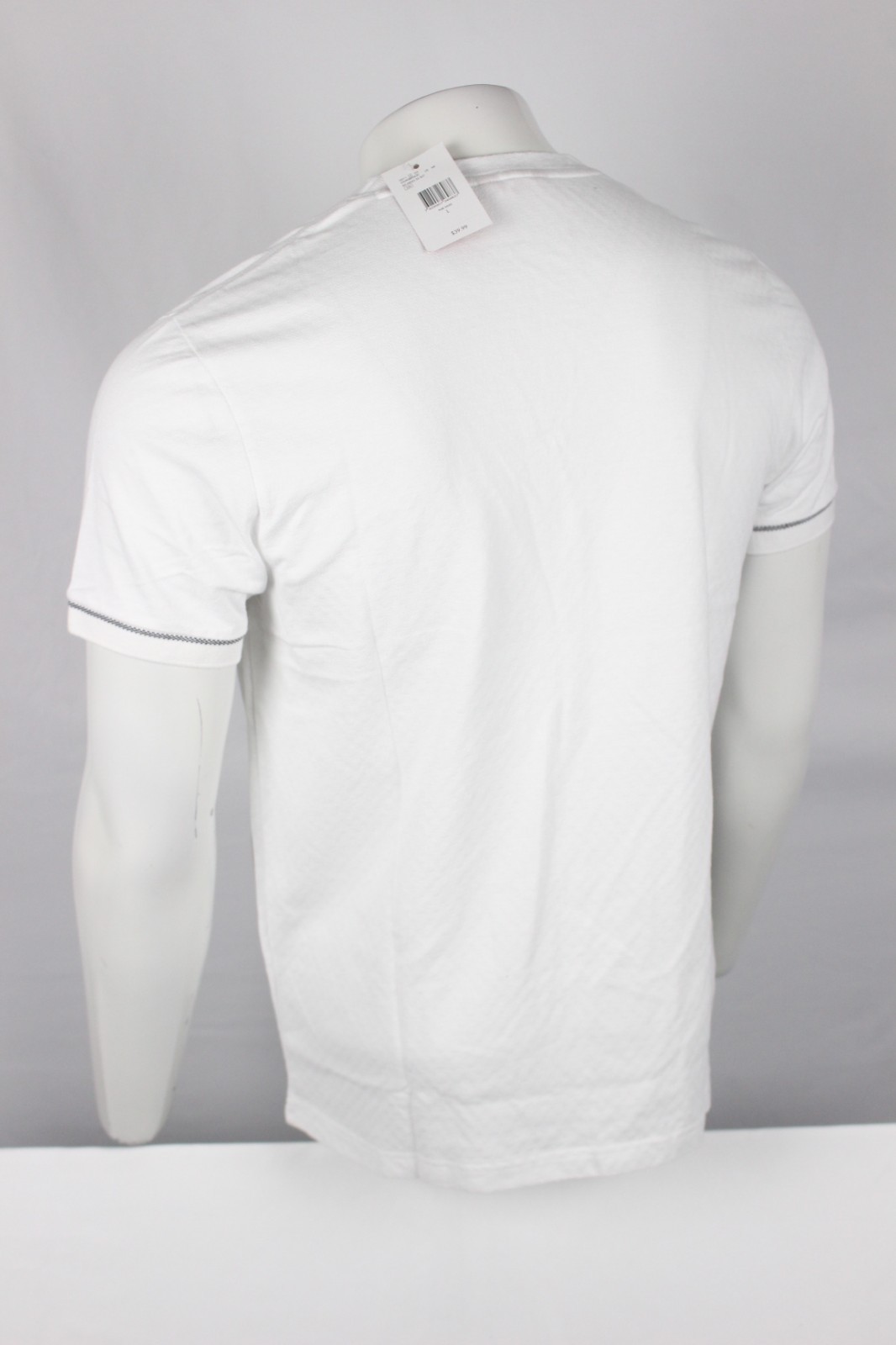 Guess Men's Ricardo Short Sleeve Slit Henley T Shirt Pure White Textured gallery