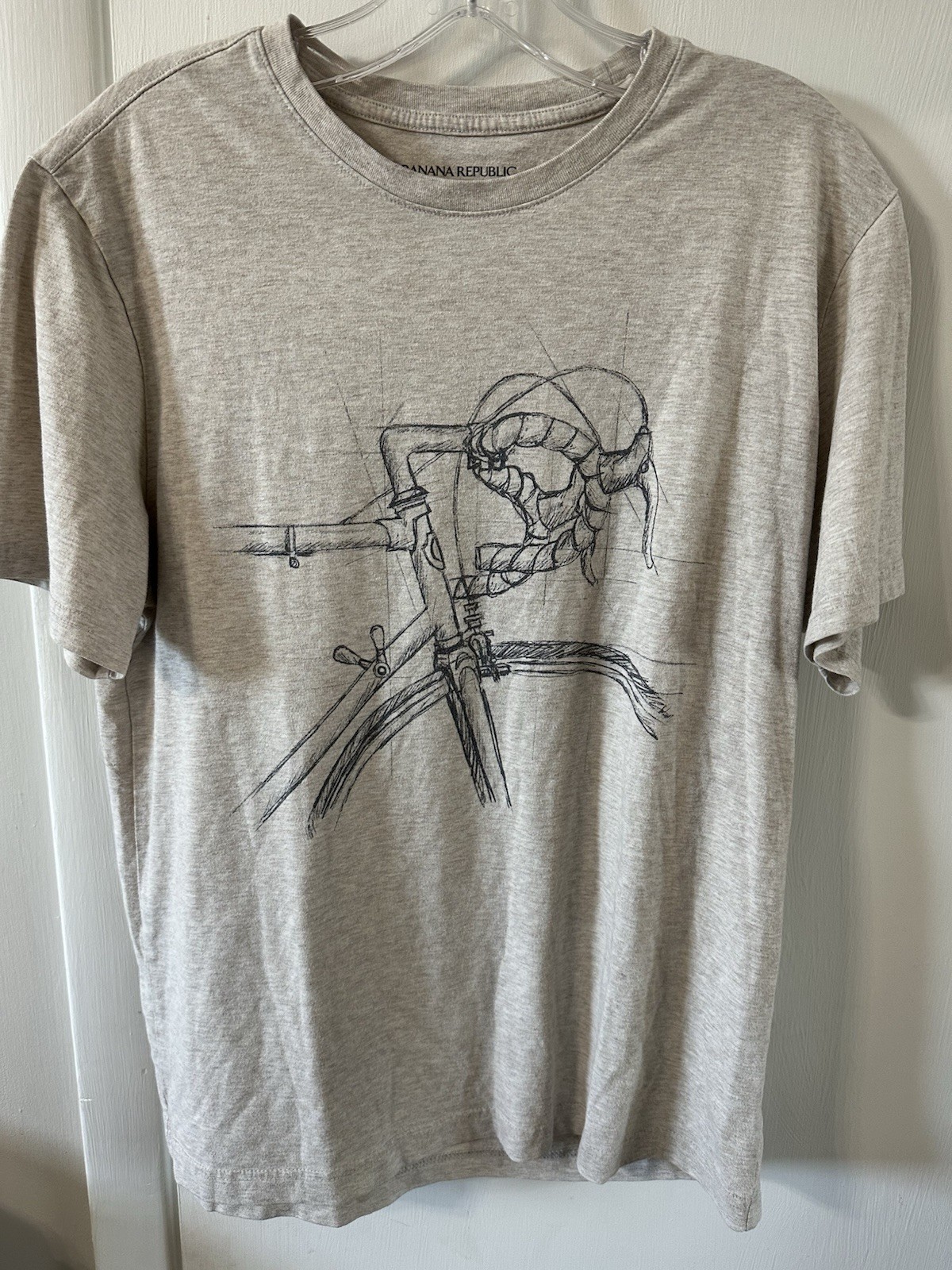 Mens Banana Republic T Shirt Med Arabian Spice Half Bike Sketch Thin Soft gallery