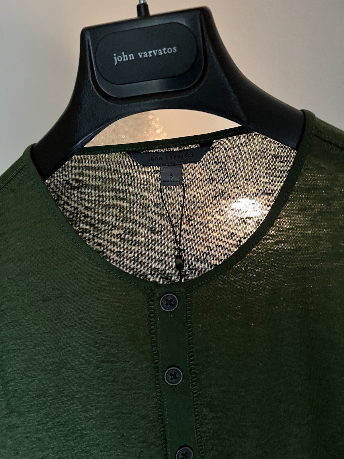 John Varvatos Collection Luxury Henley - Mercerized Linen - Raw Edges - Vtg 2020 gallery