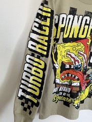 Spongebob Square Pants NEFF Turbo Racer Graphic Long Sleeve Olive Green Shirt Sm