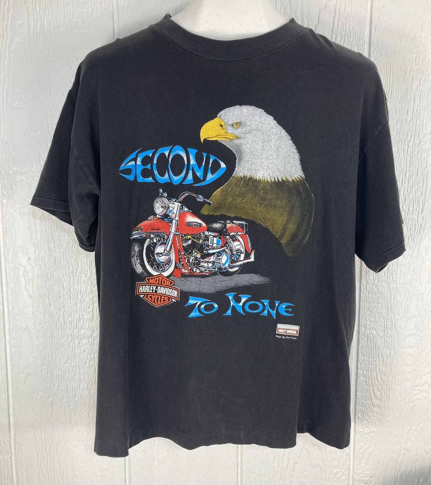 Vtg Harley Davidson Motorcycle T Shirt Single Stitch Eagle Second to None Large gallery