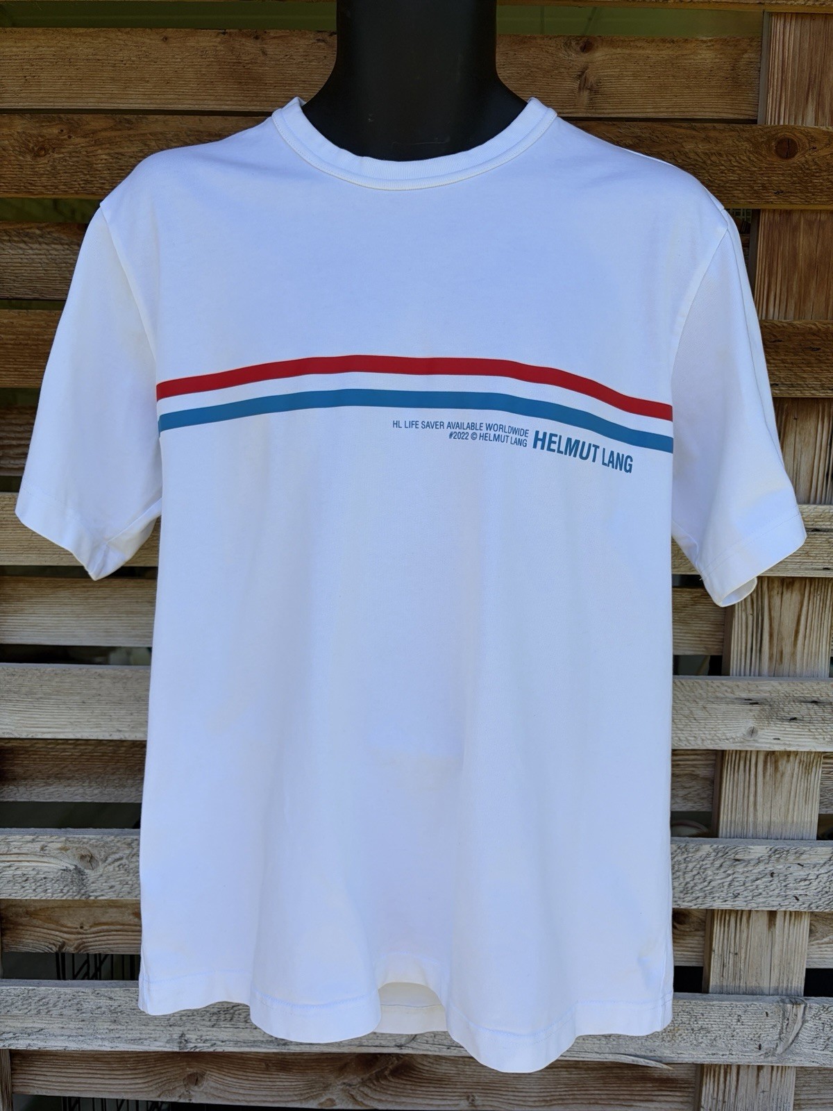 HELMUT LANG Hi Life Saver Men’s T-shirt Medium EUC Red White Blue 2022