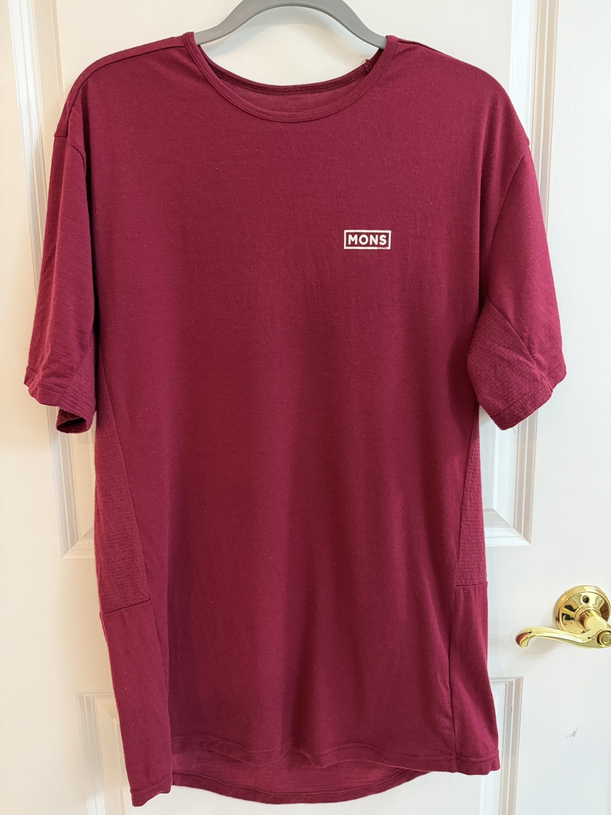 Mons Royale Icon Merino Air-Con T-Shirt Mens Burgundy Red Size XL