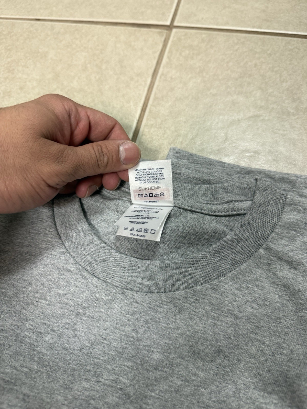 Supreme Arabic Box Logo Tee Size M Heather Grey IN HAND gallery