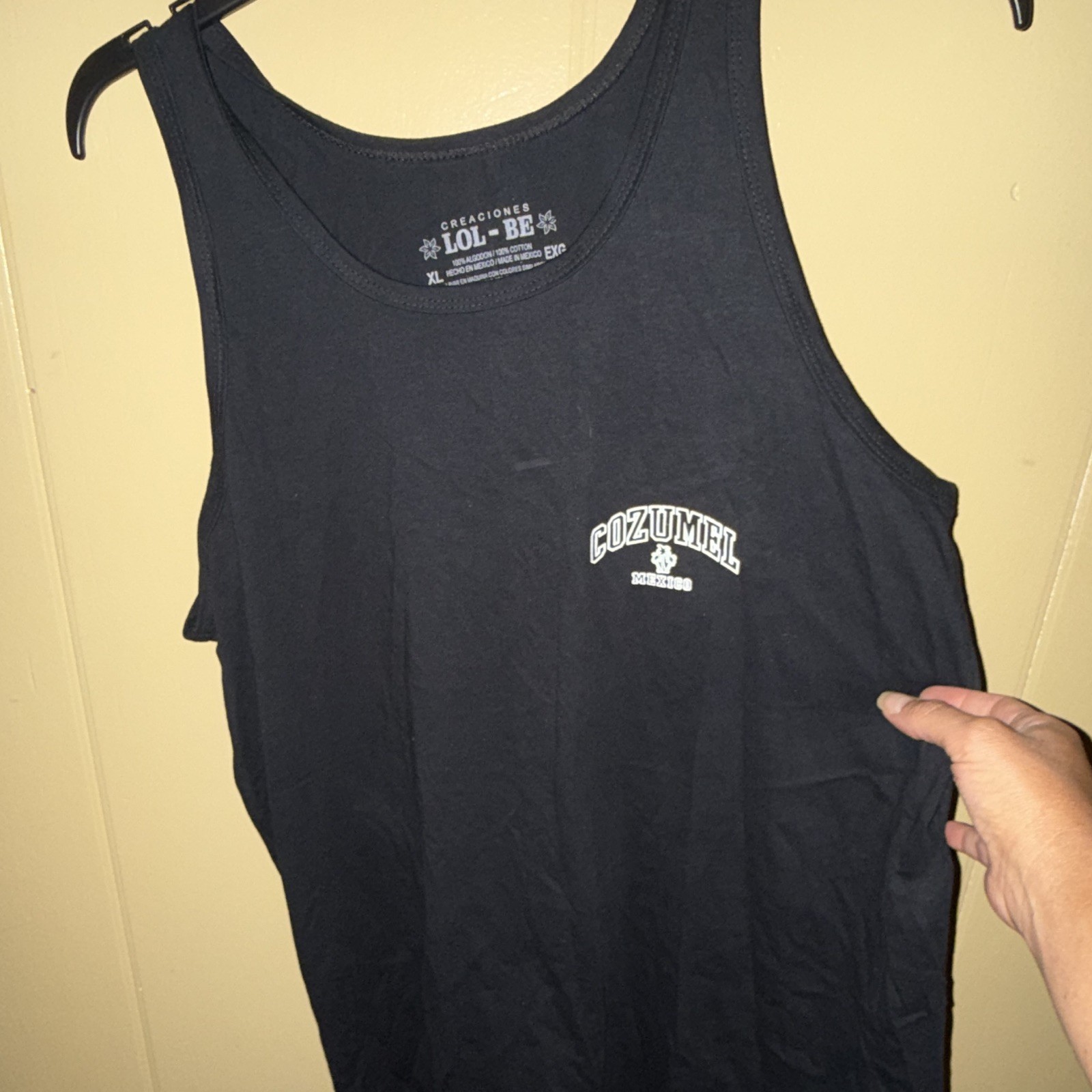 LOL-BE Cozumel Mexico Graphic Print Tank Top Black Cotton Sleeveless Crew XL gallery
