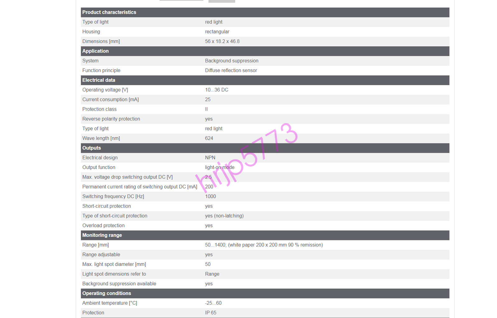 IFM O5H201 Diffuse Reflection Sensors with Background Suppression 10.36DC  ✦KD