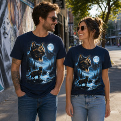 Tortoiseshell Cat Howling at Moon 90’s Retro T-Shirt