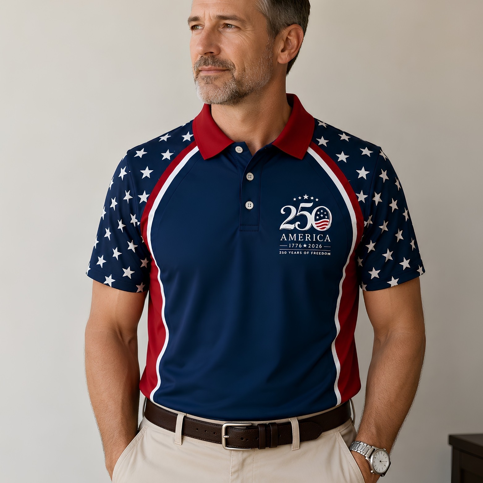 USA 250 Years Of Freedom Patriotic Golf Shirt, 4th Of July Golf Poly (S-5XL) gallery