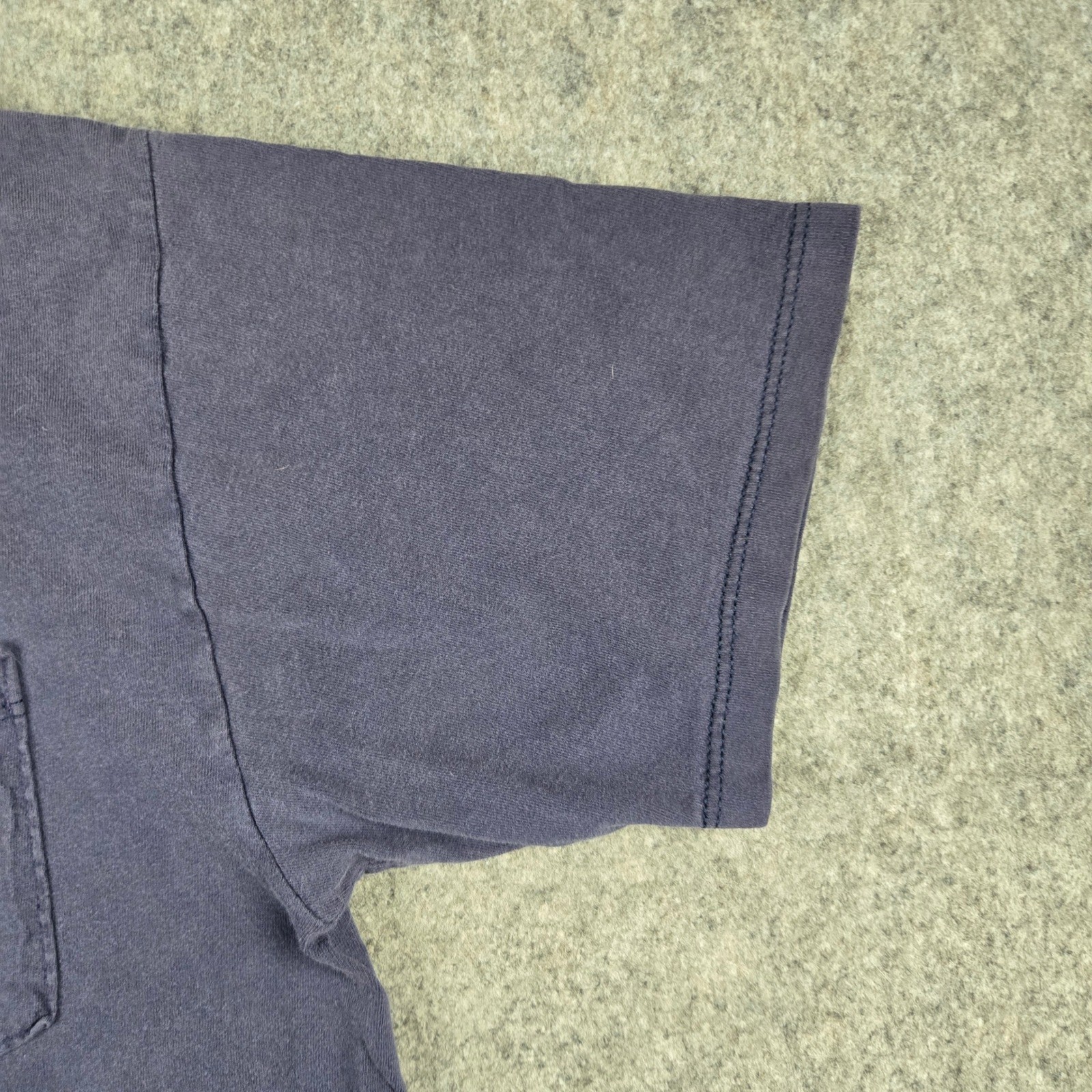 Vintage Pocket T-Shirt Mens Large Navy Blue Blank Distressed Faded 90s USA Made gallery