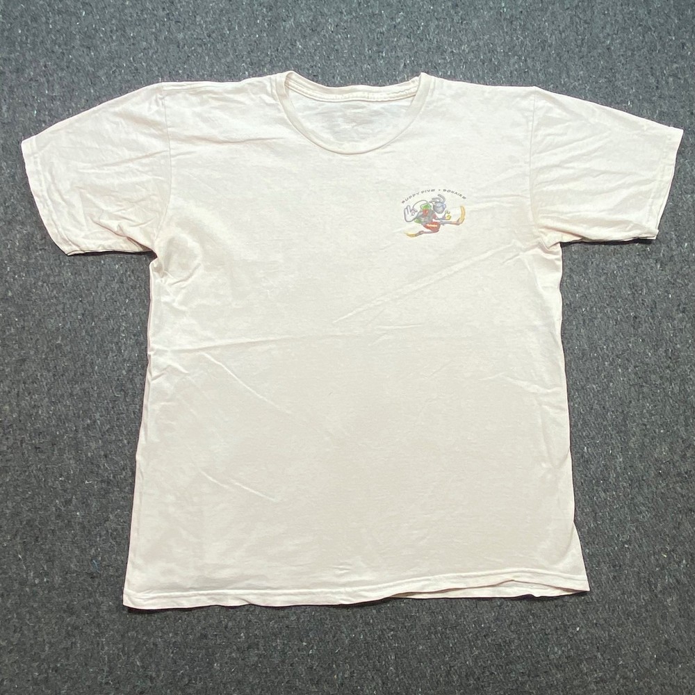 Buddy Dive Bonaire Scuba Graphic TShirt Sz L Mens White Vintage Van Souvenir Tee