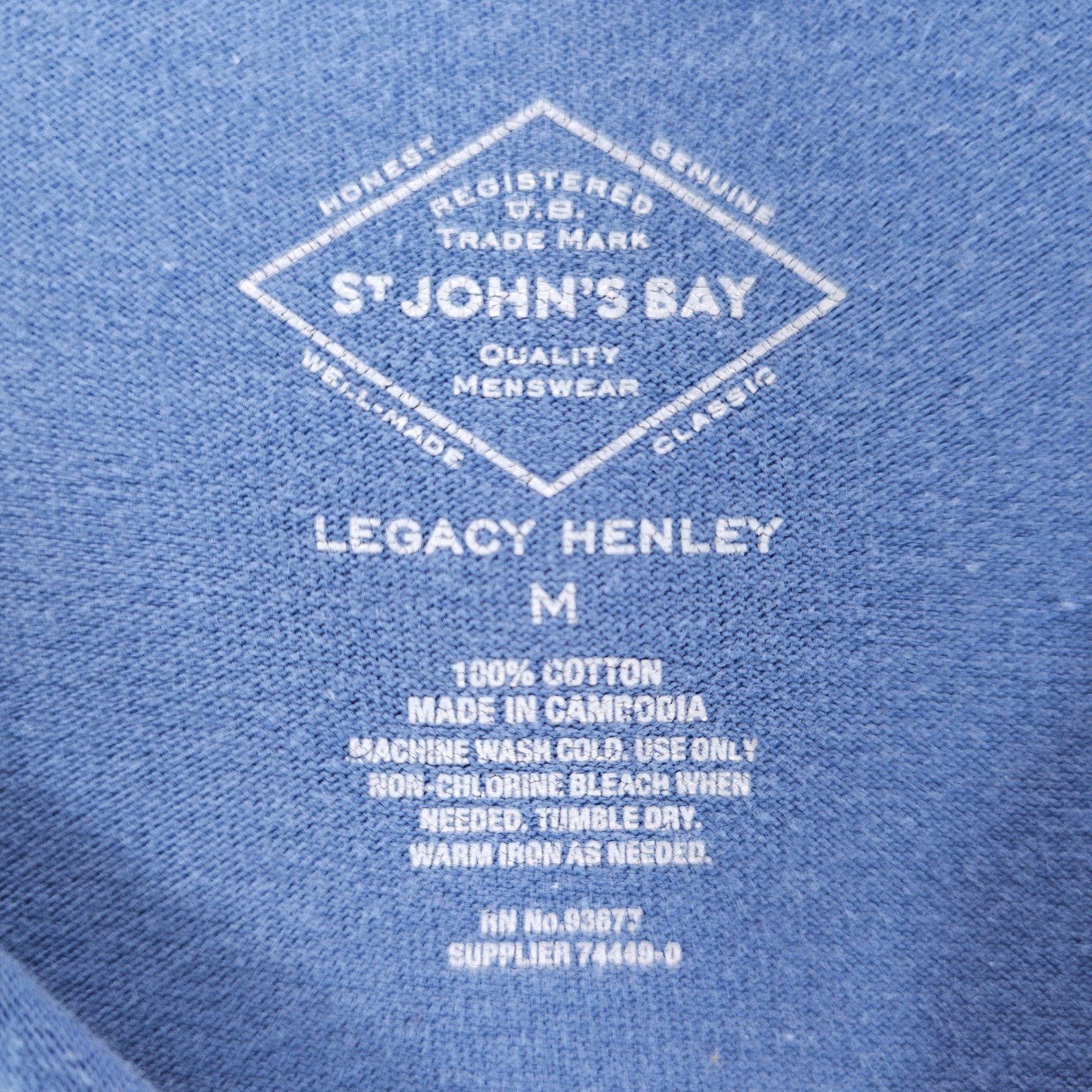 St Johns Bay Legacy Henley Mens Medium Blue Streetwear Long Sleeve Shirt Cotton gallery
