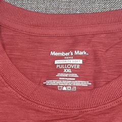 Members Mark Mens Pullover XX-Large Size Burgundy Long Sleeves Top Zip Pocket