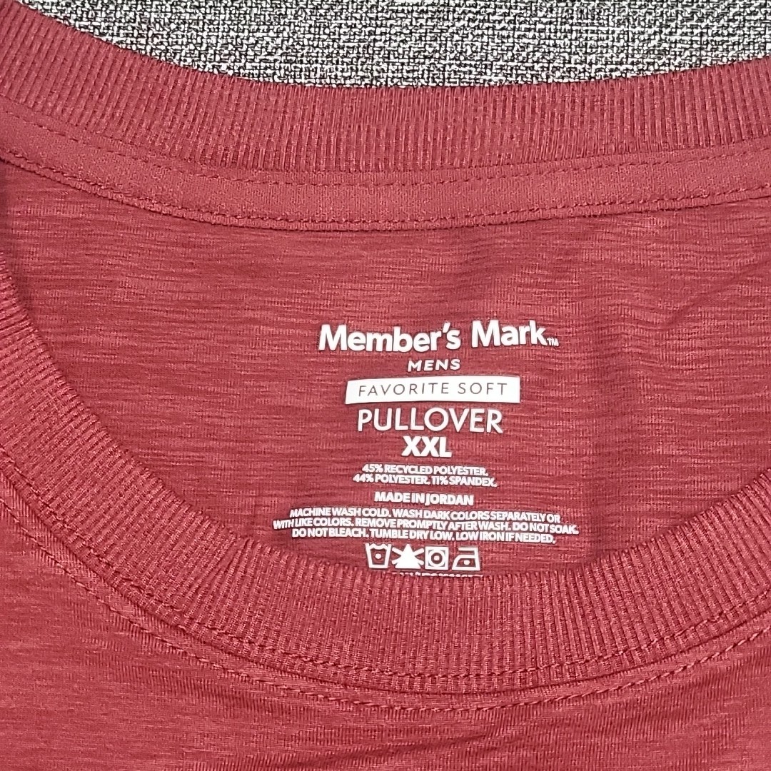 Members Mark Mens Pullover XX-Large Size Burgundy Long Sleeves Top Zip Pocket gallery