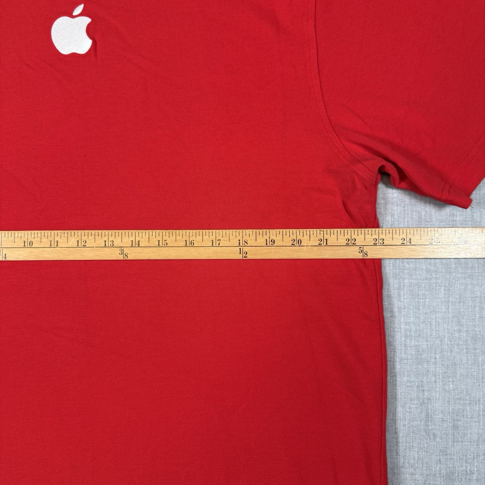 Vintage Apple Store Employee Red Knit Short Sleeve Shirt Logo 100% Cotton XL gallery