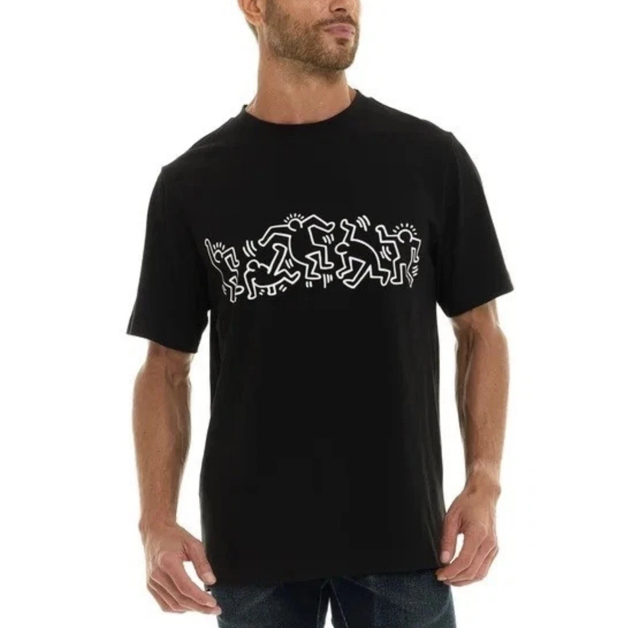 Keith Haring Men's Graphic T-Shirt NWT 100% Cotton Blue Black Beige L XL gallery