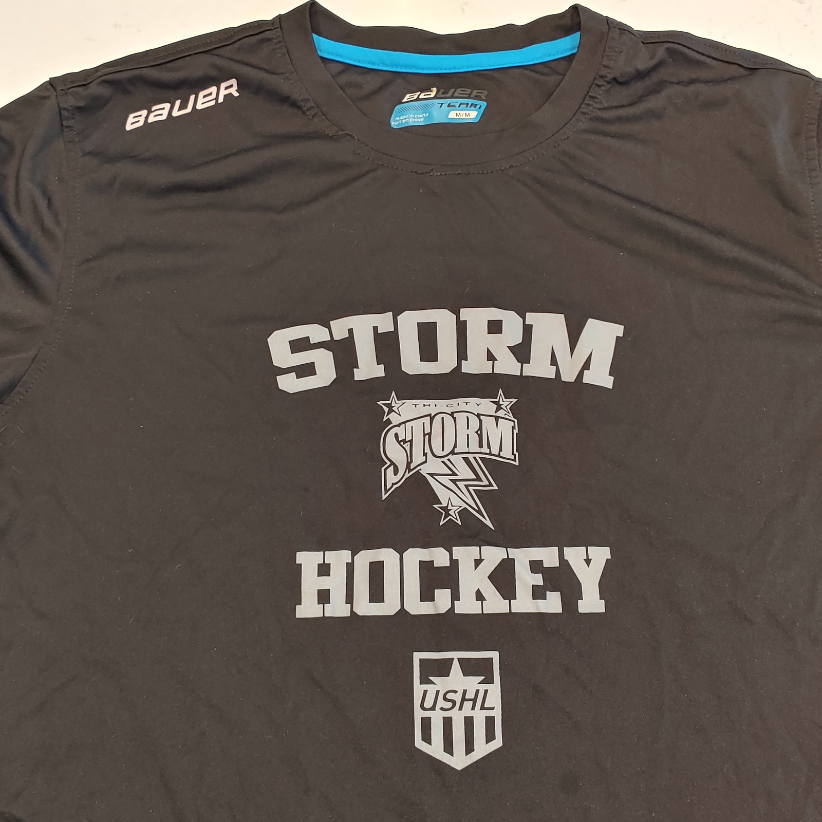 Tri-City Storm Hockey USHL Bauer Short Sleeve Shirt Black Size M Team Issued gallery